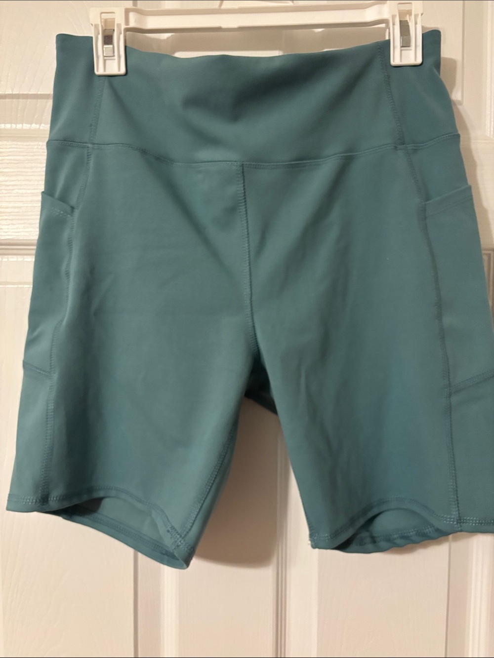 Jessica Simpson Teal High-Rise Bike Shorts with Side Pockets